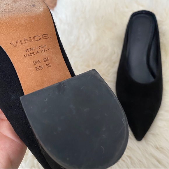 Vince Ralston Suede Pointy Toe Mule Black Size 6 - Picture 5 of 11